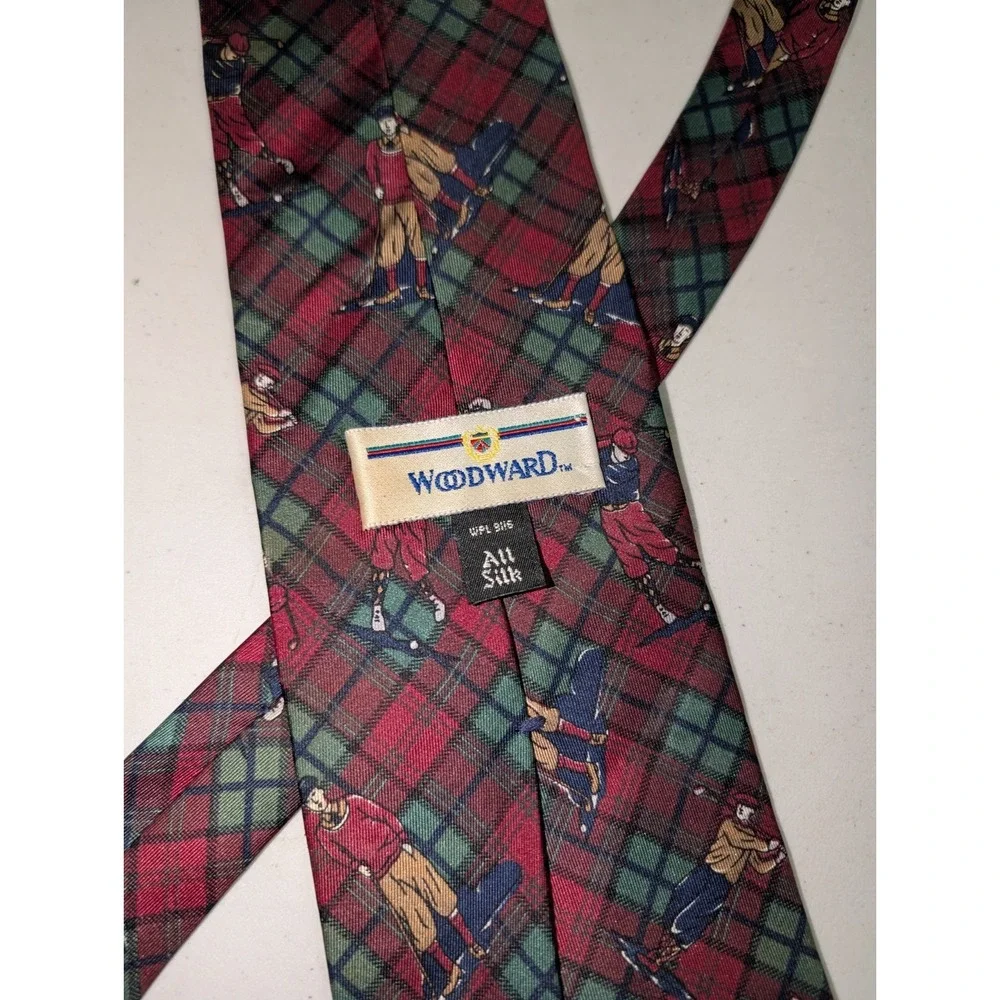 Woodward Tie Golf Pattern 100%‎ All Silk Wide Classic Tie Necktie